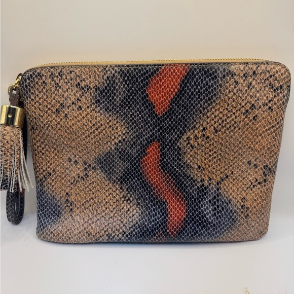 Rare G.I.L.I. Got It Love It Haloguard Zip Tassel Wristlet Flame Snake Leather - Picture 1 of 4